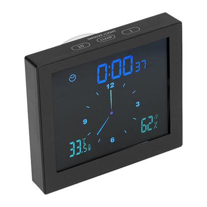 5in Wall Shower Clock Digital Timer Alarm Temperature Humidity Display Waterproof for Home BathroomBlack V1294-YM0523-3115210234512