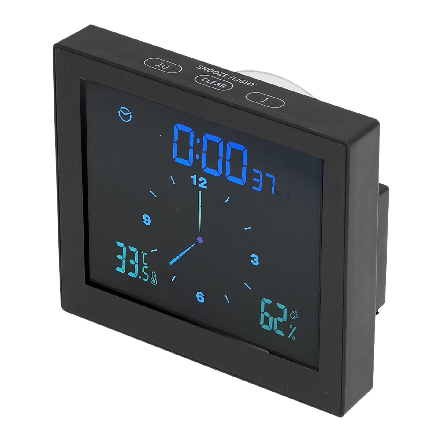 5in Wall Shower Clock Digital Timer Alarm Temperature Humidity Display Waterproof for Home BathroomBlack V1294-YM0523-3115210234512