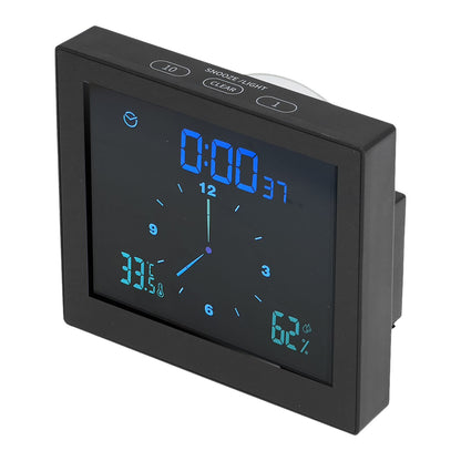 5in Wall Shower Clock Digital Timer Alarm Temperature Humidity Display Waterproof for Home BathroomBlack V1294-YM0523-3115210234512