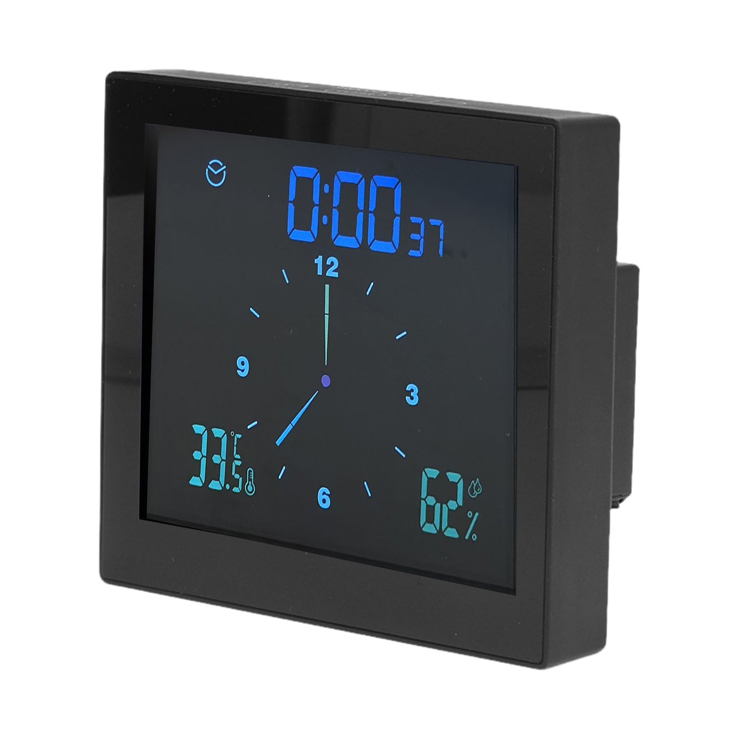 5in Wall Shower Clock Digital Timer Alarm Temperature Humidity Display Waterproof for Home BathroomBlack V1294-YM0523-3115210234512