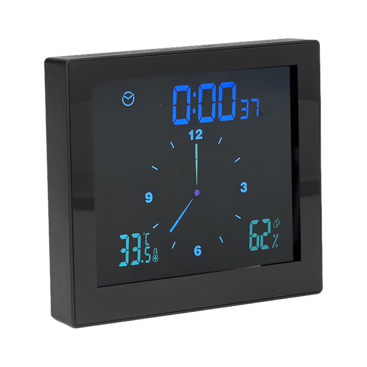 5in Wall Shower Clock Digital Timer Alarm Temperature Humidity Display Waterproof for Home BathroomBlack V1294-YM0523-3115210234512