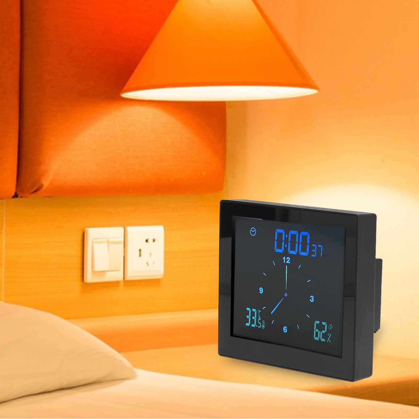 5in Wall Shower Clock Digital Timer Alarm Temperature Humidity Display Waterproof for Home BathroomBlack V1294-YM0523-3115210234512