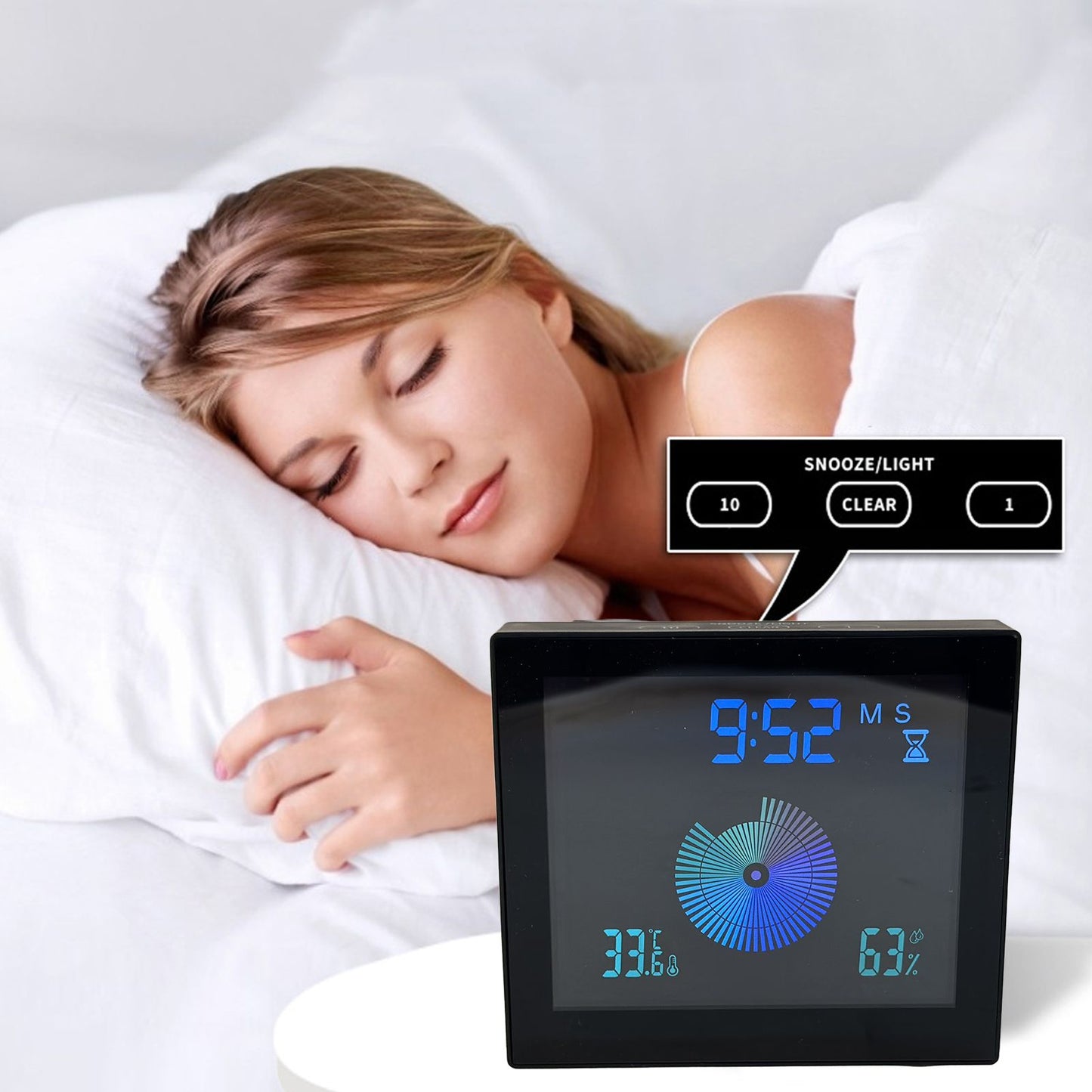 5in Wall Shower Clock Digital Timer Alarm Temperature Humidity Display Waterproof for Home BathroomBlack V1294-YM0523-3115210234512