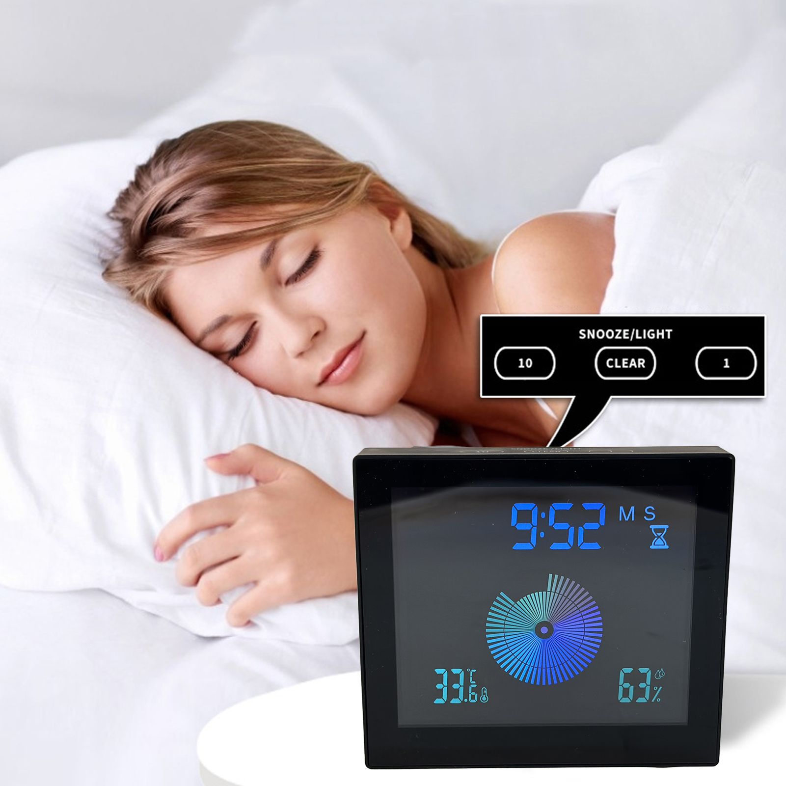 5in Wall Shower Clock Digital Timer Alarm Temperature Humidity Display Waterproof for Home BathroomBlack V1294-YM0523-3115210234512