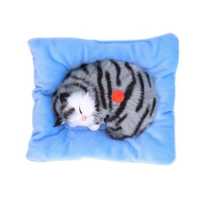 Fake Cats Sleeping Kitten Doll Toy Simulation Sleeping Cat On Pad Interactive Pet Toy with Sound Active V1294-YM0523-3115210235311