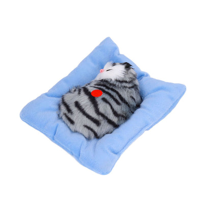 Fake Cats Sleeping Kitten Doll Toy Simulation Sleeping Cat On Pad Interactive Pet Toy with Sound Active V1294-YM0523-3115210235311