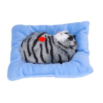 Fake Cats Sleeping Kitten Doll Toy Simulation Sleeping Cat On Pad Interactive Pet Toy with Sound Active V1294-YM0523-3115210235311