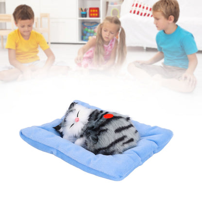 Fake Cats Sleeping Kitten Doll Toy Simulation Sleeping Cat On Pad Interactive Pet Toy with Sound Active V1294-YM0523-3115210235311