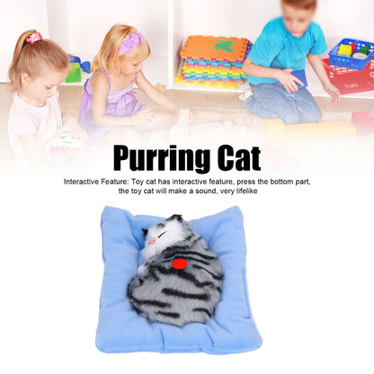 Fake Cats Sleeping Kitten Doll Toy Simulation Sleeping Cat On Pad Interactive Pet Toy with Sound Active V1294-YM0523-3115210235311