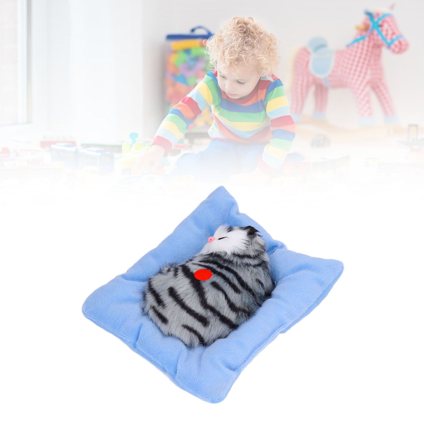 Fake Cats Sleeping Kitten Doll Toy Simulation Sleeping Cat On Pad Interactive Pet Toy with Sound Active V1294-YM0523-3115210235311