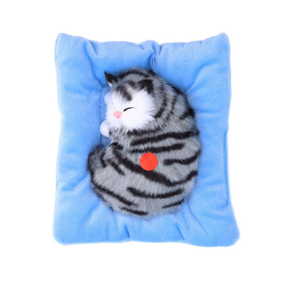 Fake Cats Sleeping Kitten Doll Toy Simulation Sleeping Cat On Pad Interactive Pet Toy with Sound Active V1294-YM0523-3115210235311