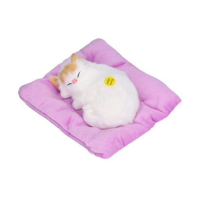 Fake Cats Sleeping Kitten Doll Toy Simulation Sleeping Cat On Pad Interactive Pet Toy with Sound Active V1294-YM0523-3115210235312