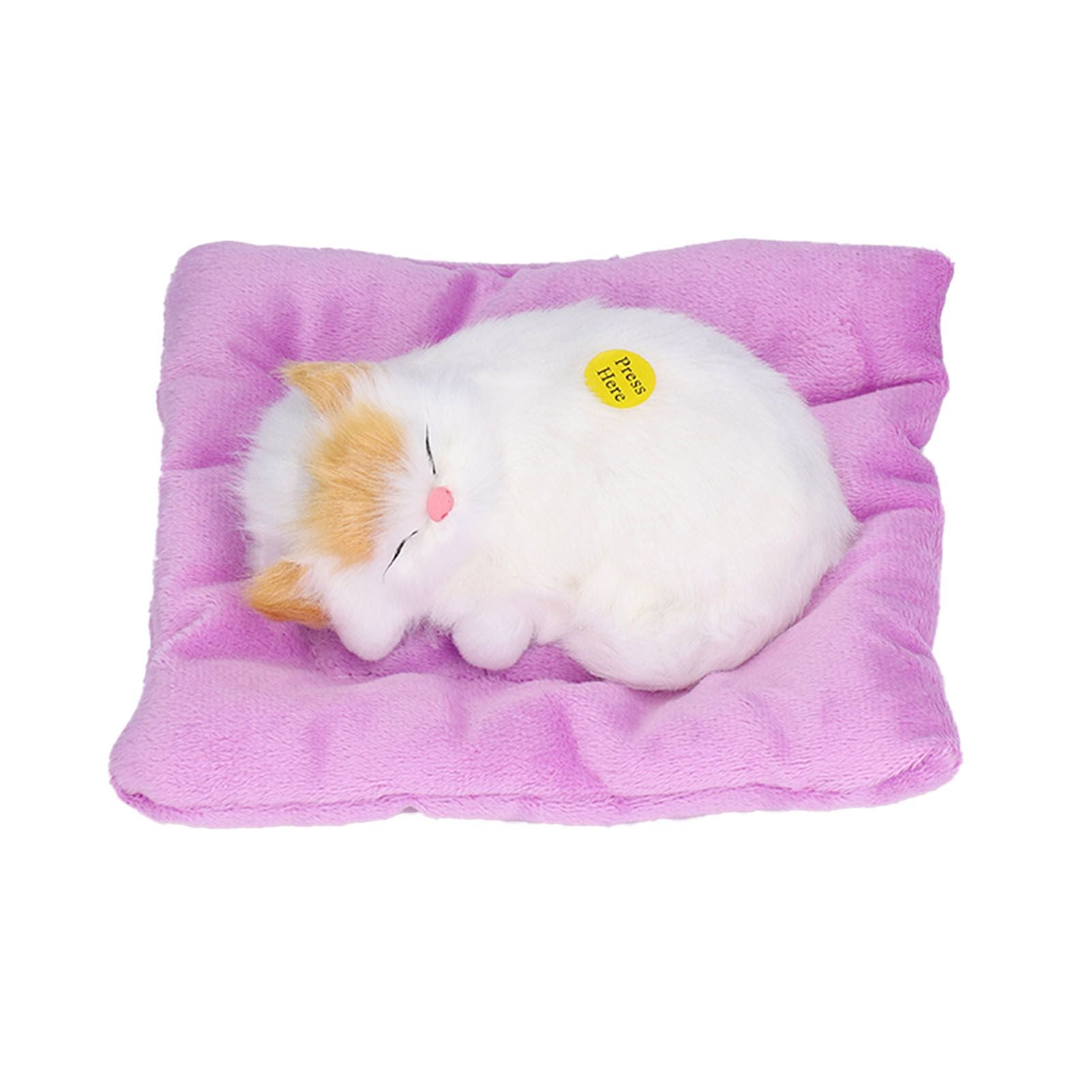 Fake Cats Sleeping Kitten Doll Toy Simulation Sleeping Cat On Pad Interactive Pet Toy with Sound Active V1294-YM0523-3115210235312
