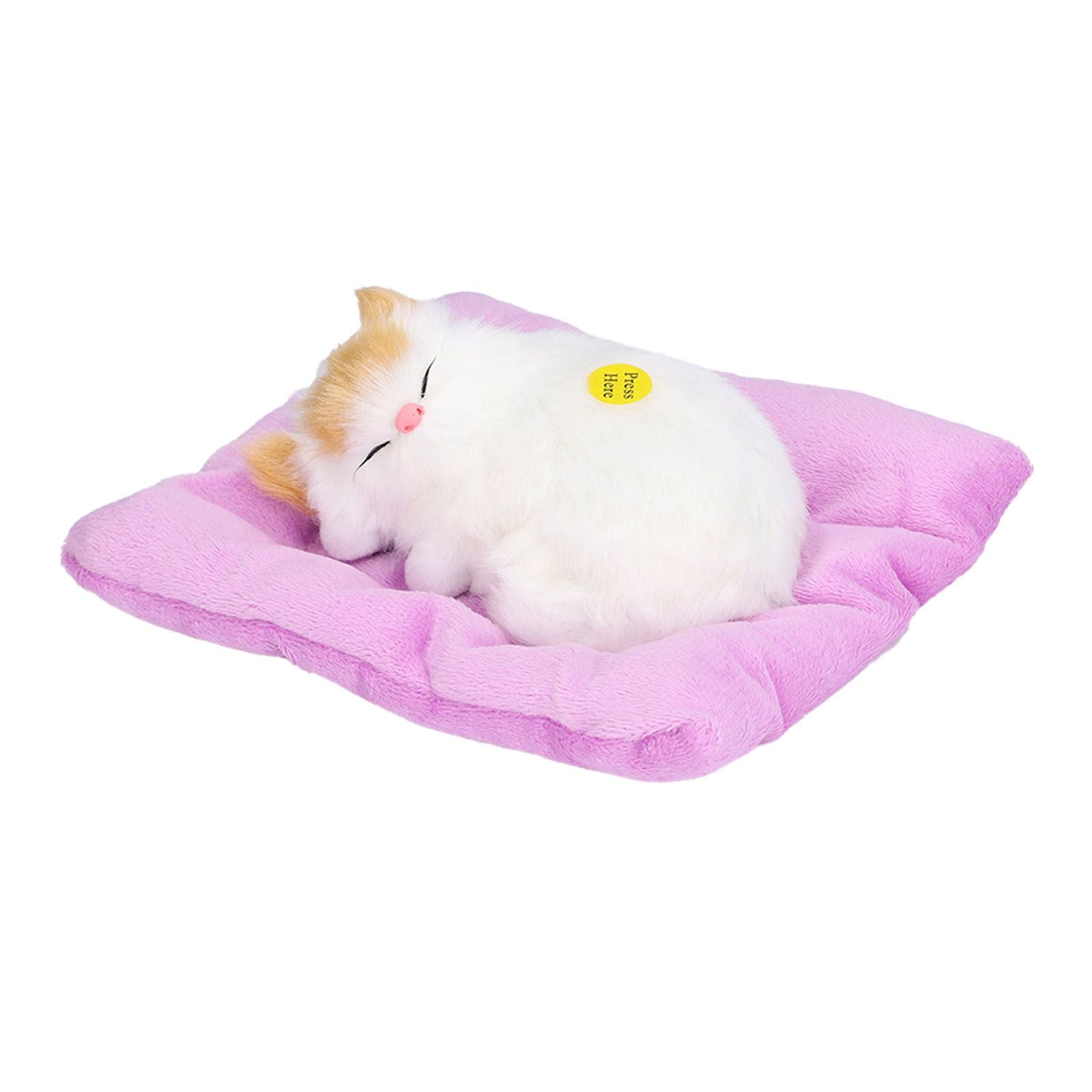 Fake Cats Sleeping Kitten Doll Toy Simulation Sleeping Cat On Pad Interactive Pet Toy with Sound Active V1294-YM0523-3115210235312