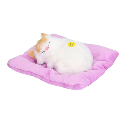 Fake Cats Sleeping Kitten Doll Toy Simulation Sleeping Cat On Pad Interactive Pet Toy with Sound Active V1294-YM0523-3115210235312