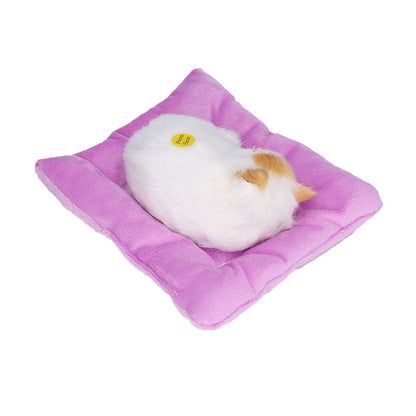 Fake Cats Sleeping Kitten Doll Toy Simulation Sleeping Cat On Pad Interactive Pet Toy with Sound Active V1294-YM0523-3115210235312
