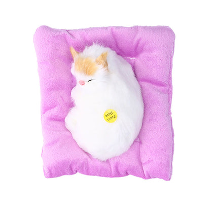 Fake Cats Sleeping Kitten Doll Toy Simulation Sleeping Cat On Pad Interactive Pet Toy with Sound Active V1294-YM0523-3115210235312