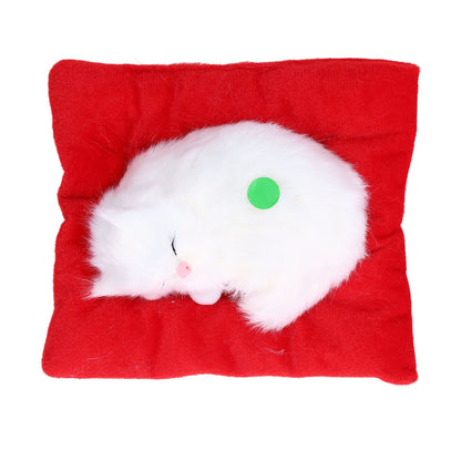 Fake Cats Sleeping Kitten Doll Toy Simulation Sleeping Cat On Pad Interactive Pet Toy with Sound Active V1294-YM0523-3115210235313