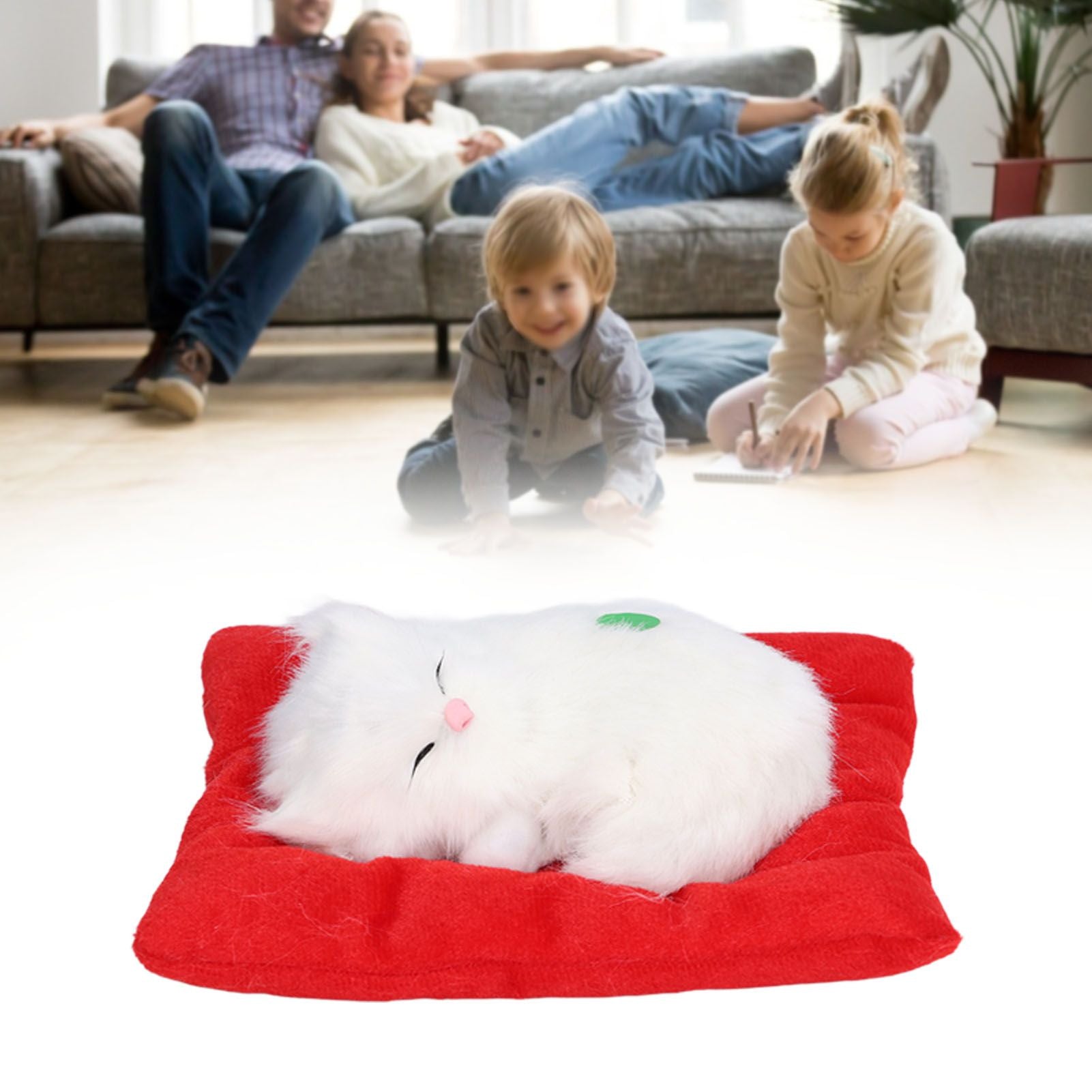 Fake Cats Sleeping Kitten Doll Toy Simulation Sleeping Cat On Pad Interactive Pet Toy with Sound Active V1294-YM0523-3115210235313