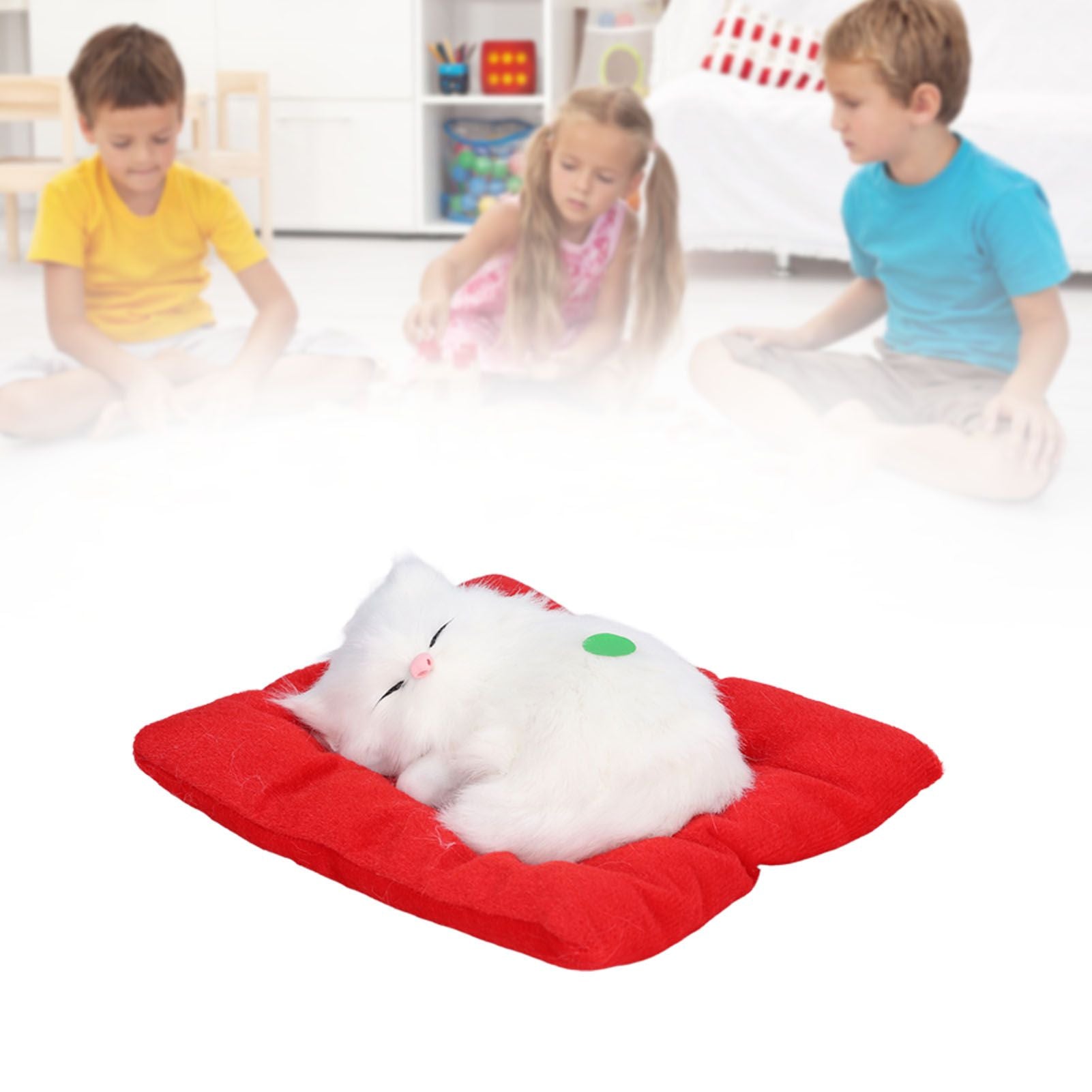Fake Cats Sleeping Kitten Doll Toy Simulation Sleeping Cat On Pad Interactive Pet Toy with Sound Active V1294-YM0523-3115210235313