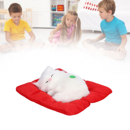 Fake Cats Sleeping Kitten Doll Toy Simulation Sleeping Cat On Pad Interactive Pet Toy with Sound Active V1294-YM0523-3115210235313