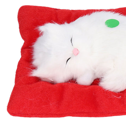 Fake Cats Sleeping Kitten Doll Toy Simulation Sleeping Cat On Pad Interactive Pet Toy with Sound Active V1294-YM0523-3115210235313
