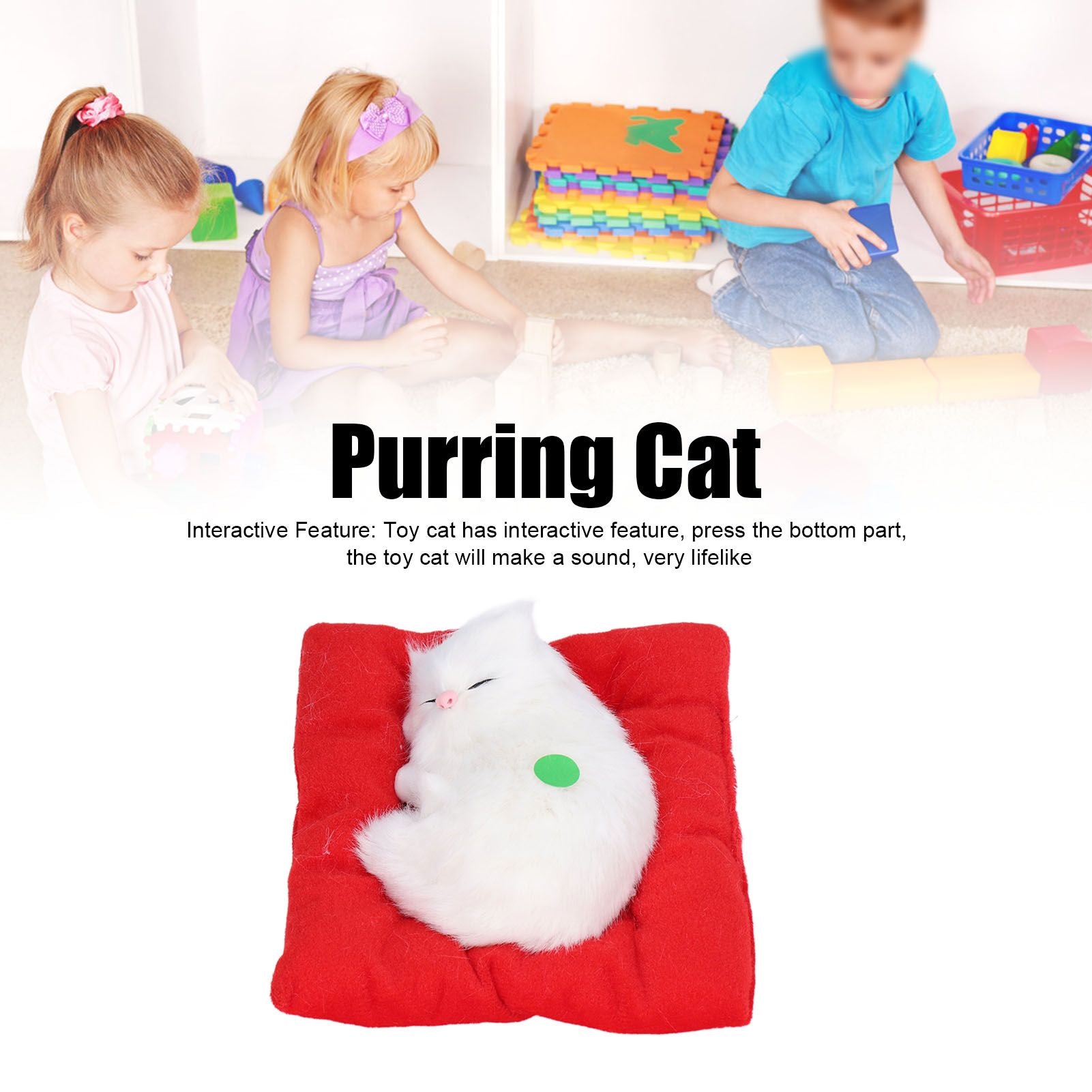 Fake Cats Sleeping Kitten Doll Toy Simulation Sleeping Cat On Pad Interactive Pet Toy with Sound Active V1294-YM0523-3115210235313