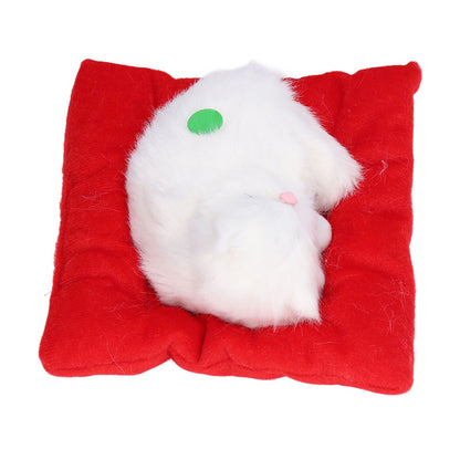 Fake Cats Sleeping Kitten Doll Toy Simulation Sleeping Cat On Pad Interactive Pet Toy with Sound Active V1294-YM0523-3115210235313