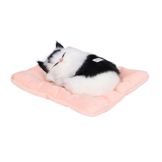 Fake Cats Sleeping Kitten Doll Toy Simulation Sleeping Cat On Pad Interactive Pet Toy with Sound Active V1294-YM0523-3115210235314
