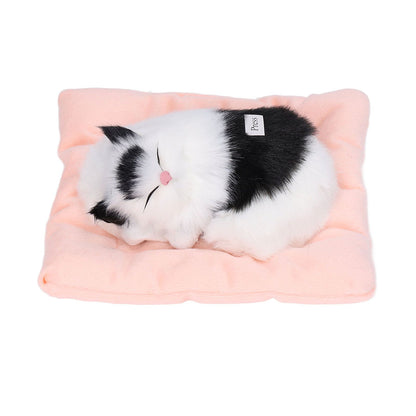 Fake Cats Sleeping Kitten Doll Toy Simulation Sleeping Cat On Pad Interactive Pet Toy with Sound Active V1294-YM0523-3115210235314