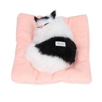Fake Cats Sleeping Kitten Doll Toy Simulation Sleeping Cat On Pad Interactive Pet Toy with Sound Active V1294-YM0523-3115210235314