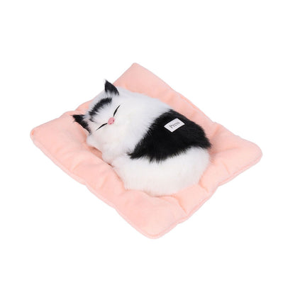 Fake Cats Sleeping Kitten Doll Toy Simulation Sleeping Cat On Pad Interactive Pet Toy with Sound Active V1294-YM0523-3115210235314