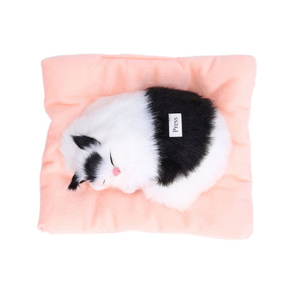 Fake Cats Sleeping Kitten Doll Toy Simulation Sleeping Cat On Pad Interactive Pet Toy with Sound Active V1294-YM0523-3115210235314