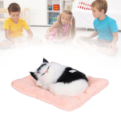 Fake Cats Sleeping Kitten Doll Toy Simulation Sleeping Cat On Pad Interactive Pet Toy with Sound Active V1294-YM0523-3115210235314