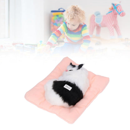 Fake Cats Sleeping Kitten Doll Toy Simulation Sleeping Cat On Pad Interactive Pet Toy with Sound Active V1294-YM0523-3115210235314