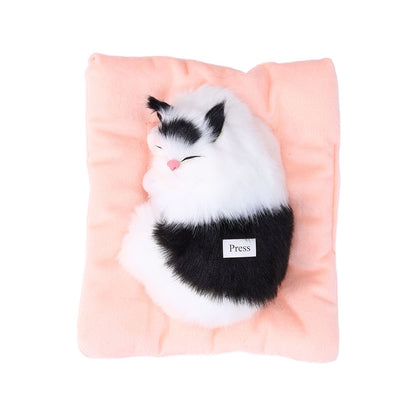 Fake Cats Sleeping Kitten Doll Toy Simulation Sleeping Cat On Pad Interactive Pet Toy with Sound Active V1294-YM0523-3115210235314