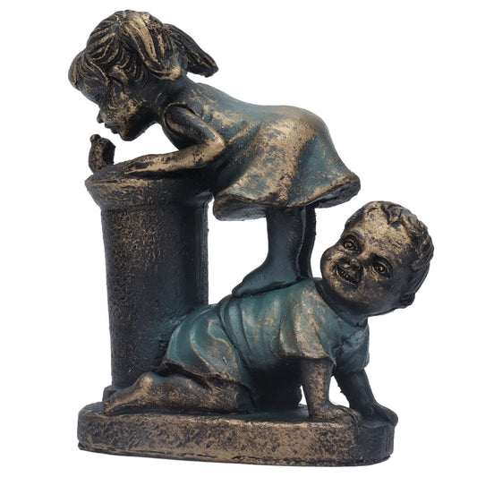 Girl Boy Drink Water Statue Garden Sculpture Resin Courtyard Ornament for Indoor Outdoor Decoration V1294-YM0523-3115210242511