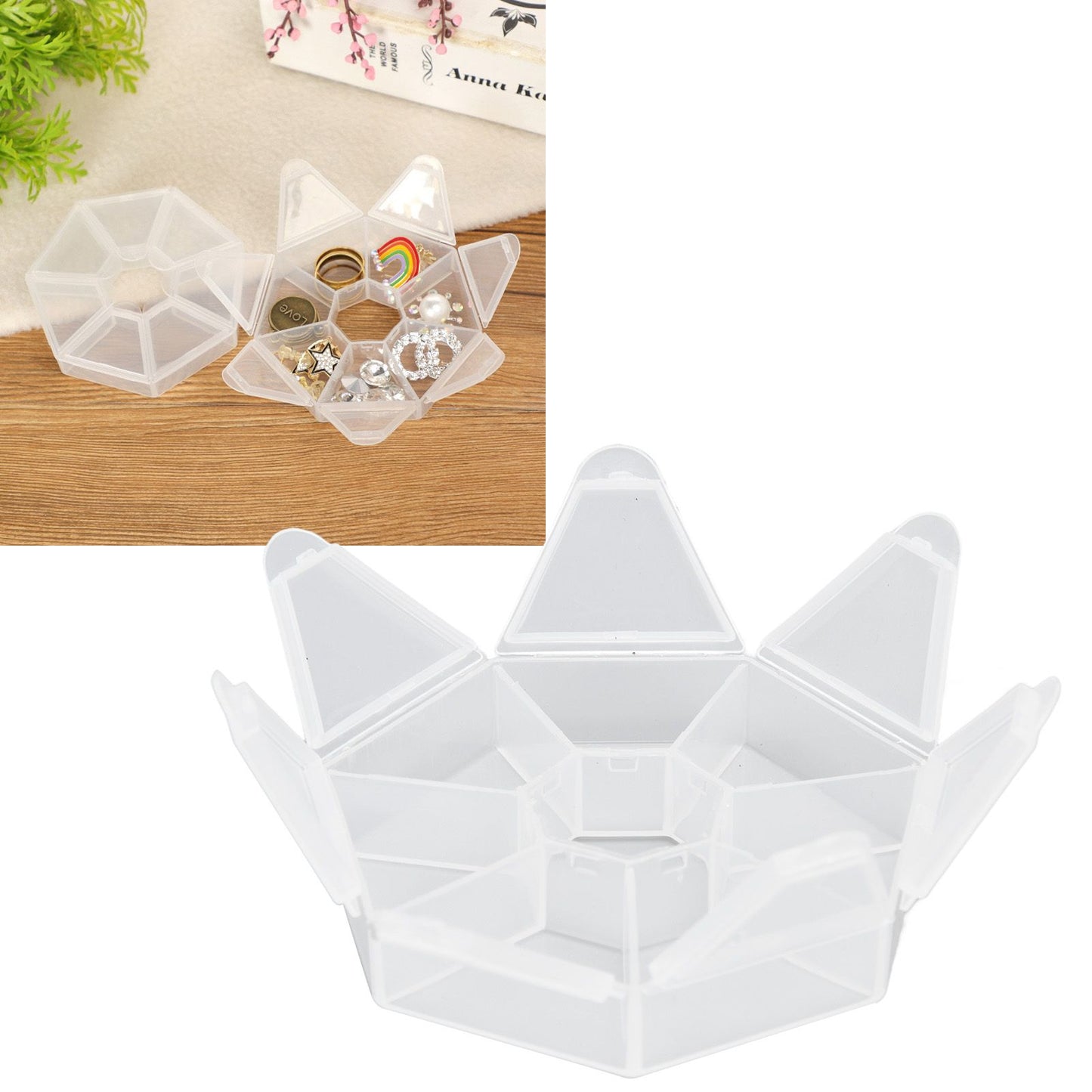 7 Grids Storage Box Clear Plastic Organizer Containers for Fishing Jewelry Pills V1294-YM0523-3115210244311