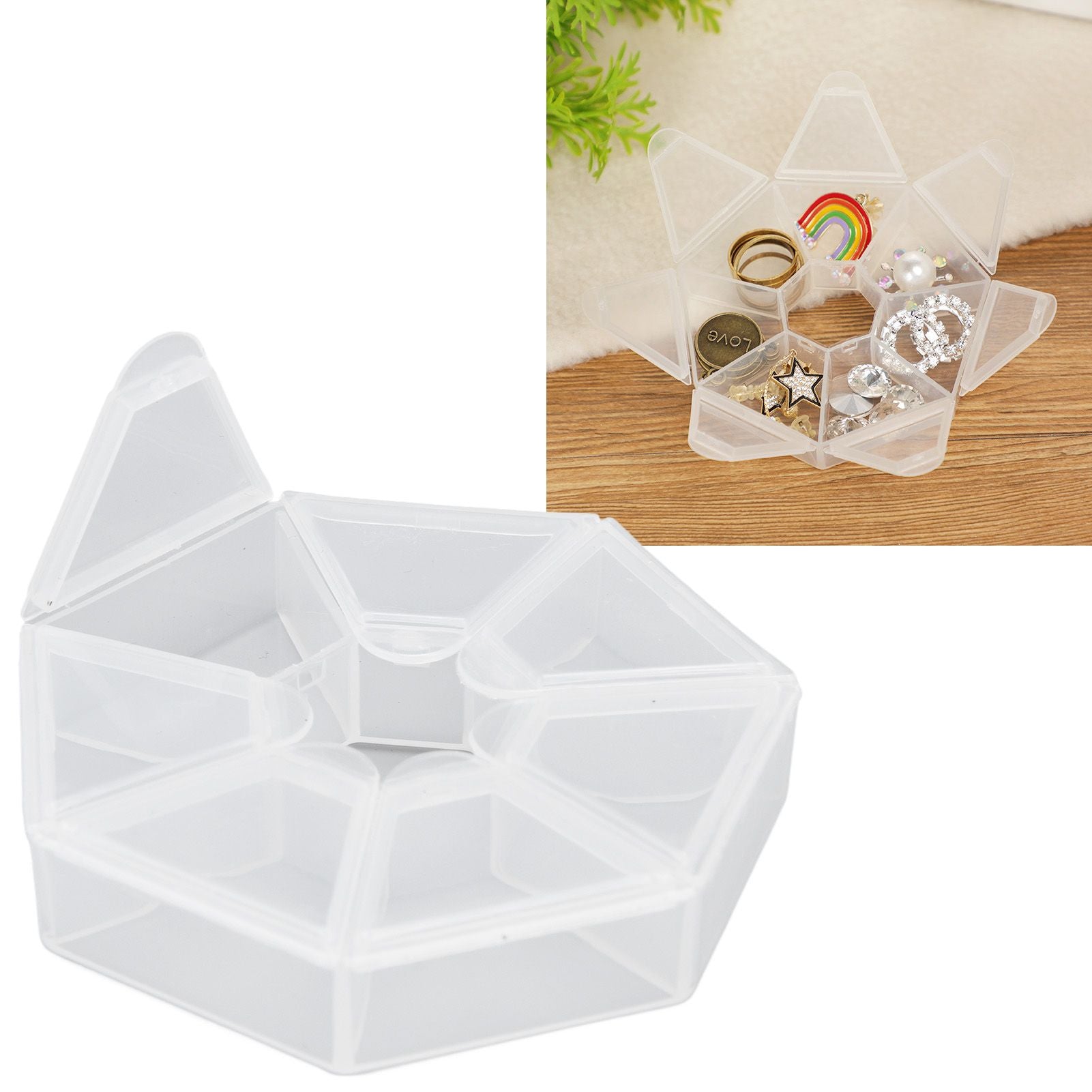 7 Grids Storage Box Clear Plastic Organizer Containers for Fishing Jewelry Pills V1294-YM0523-3115210244311