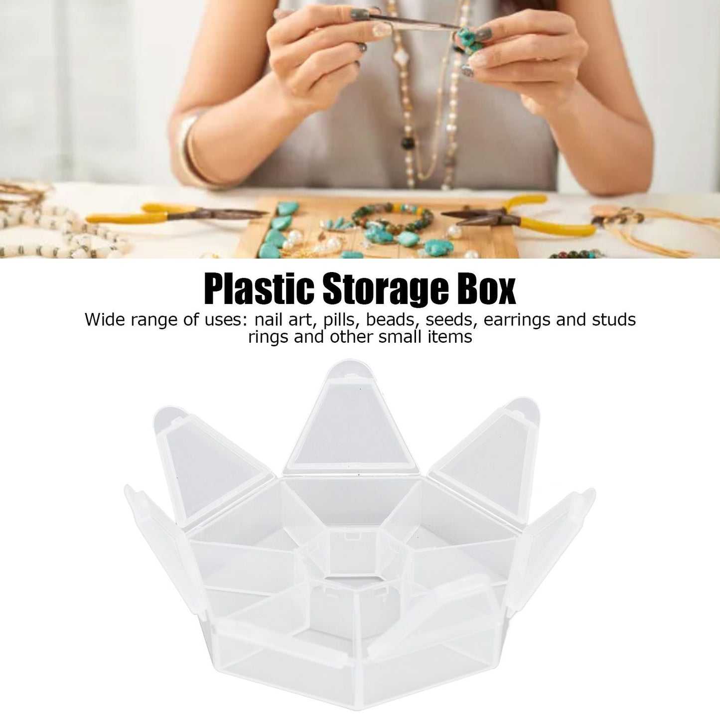 7 Grids Storage Box Clear Plastic Organizer Containers for Fishing Jewelry Pills V1294-YM0523-3115210244311