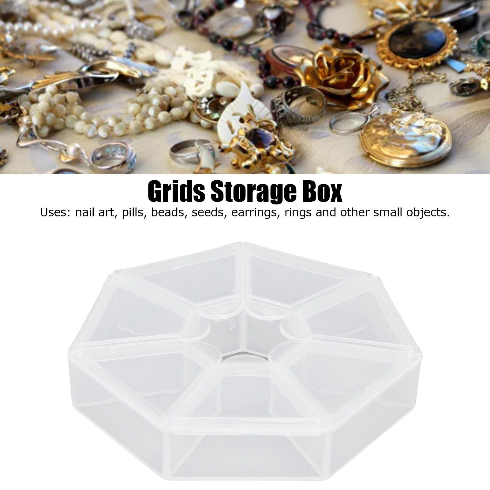 7 Grids Storage Box Clear Plastic Organizer Containers for Fishing Jewelry Pills V1294-YM0523-3115210244311