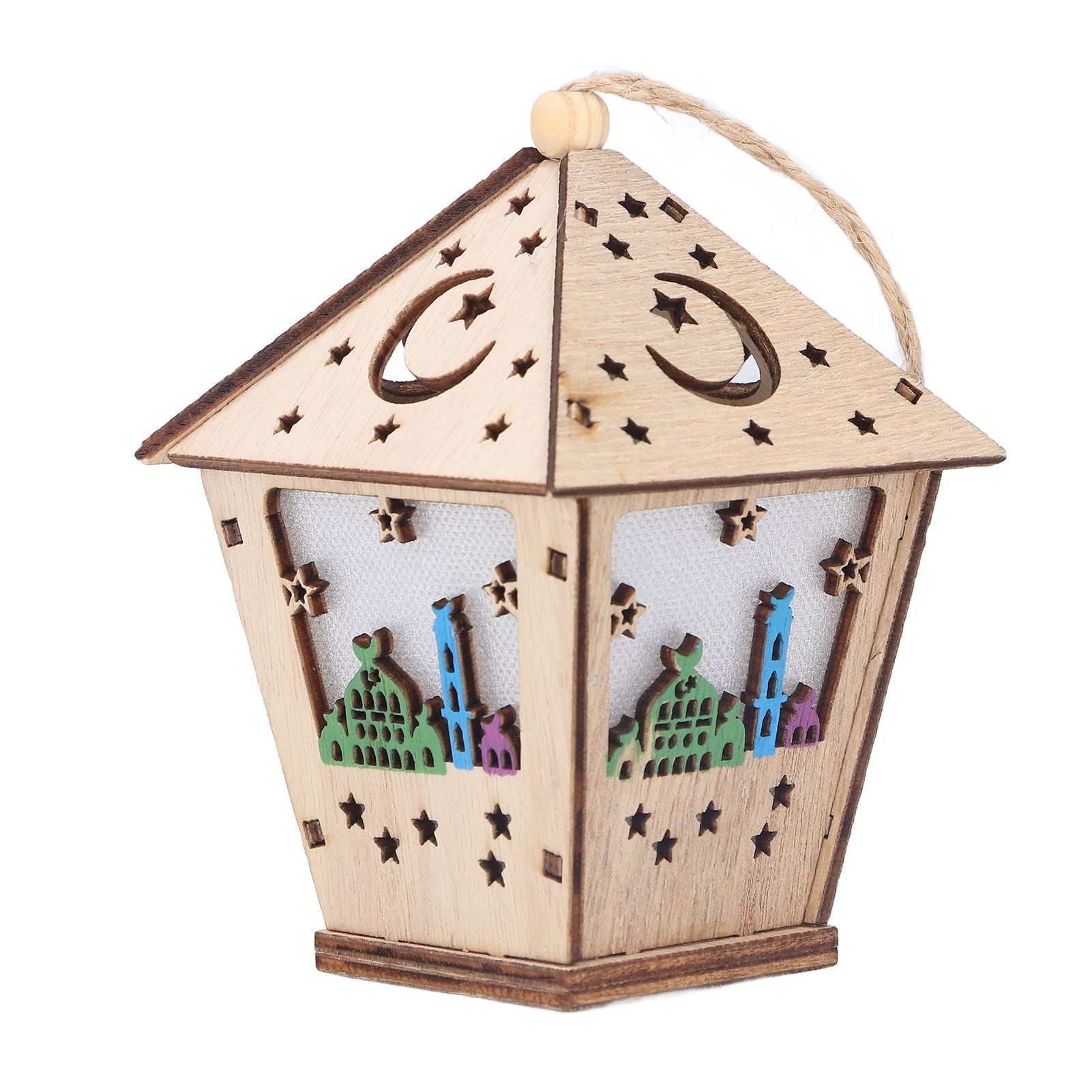 Ramadan Lamp Three Dimensional House Shape Unique Design Hanging Light Wooden Decorative Lamp Crafts Ornaments V1294-YM0523-3115210293911