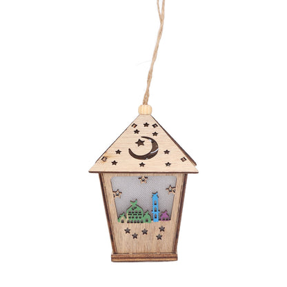 Ramadan Lamp Three Dimensional House Shape Unique Design Hanging Light Wooden Decorative Lamp Crafts Ornaments V1294-YM0523-3115210293911