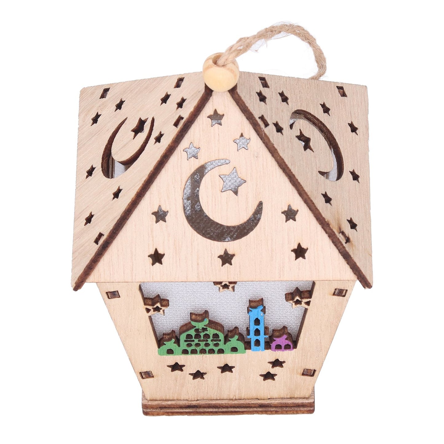 Ramadan Lamp Three Dimensional House Shape Unique Design Hanging Light Wooden Decorative Lamp Crafts Ornaments V1294-YM0523-3115210293911
