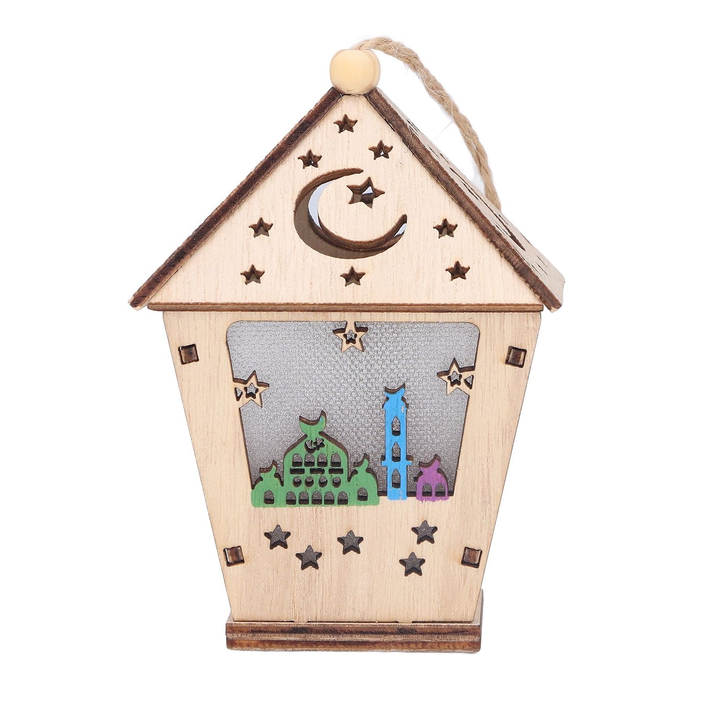 Ramadan Lamp Three Dimensional House Shape Unique Design Hanging Light Wooden Decorative Lamp Crafts Ornaments V1294-YM0523-3115210293911