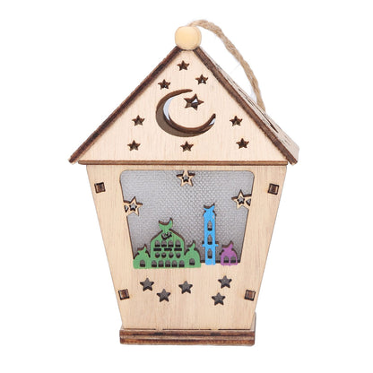 Ramadan Lamp Three Dimensional House Shape Unique Design Hanging Light Wooden Decorative Lamp Crafts Ornaments V1294-YM0523-3115210293911