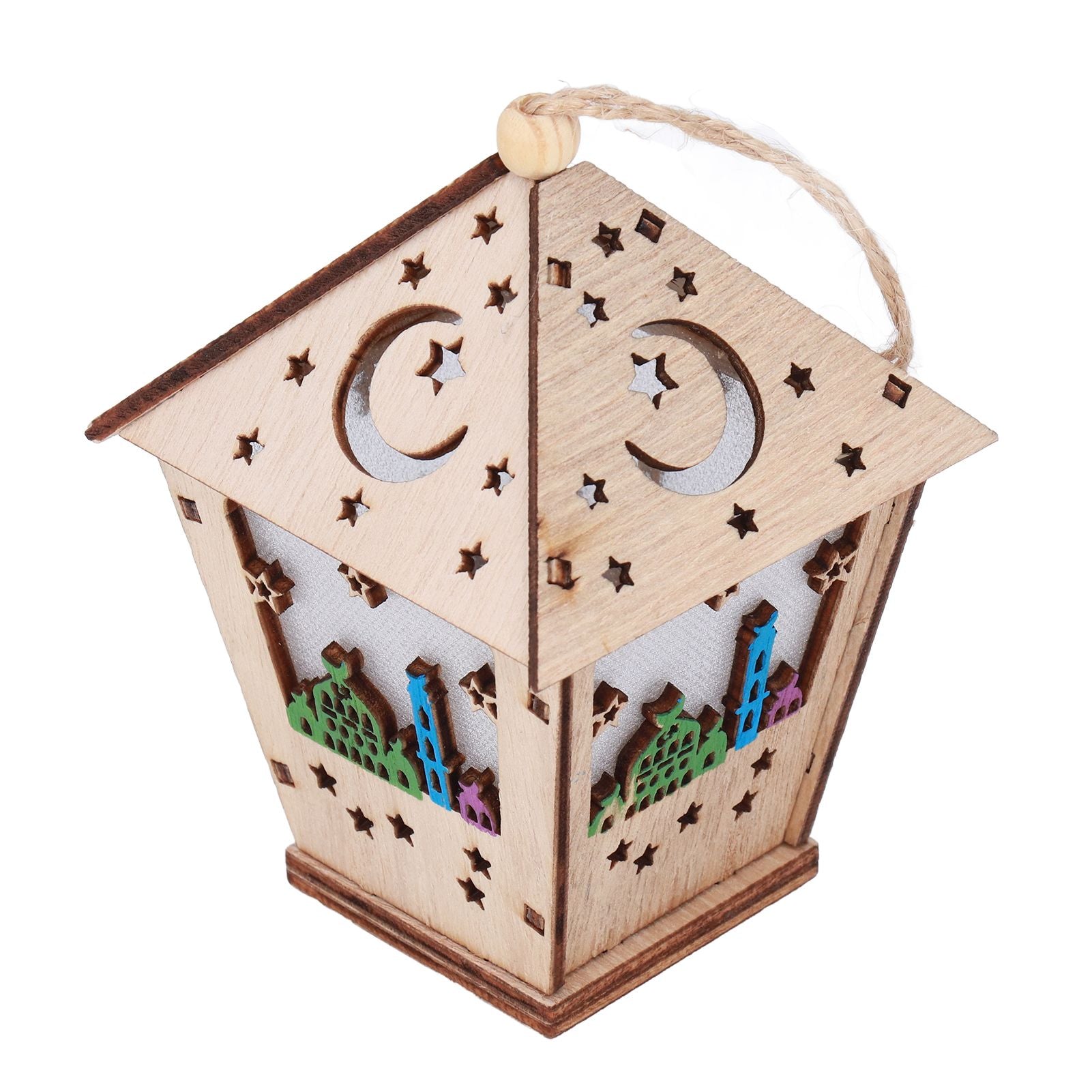 Ramadan Lamp Three Dimensional House Shape Unique Design Hanging Light Wooden Decorative Lamp Crafts Ornaments V1294-YM0523-3115210293911