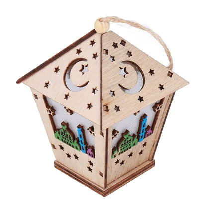 Ramadan Lamp Three Dimensional House Shape Unique Design Hanging Light Wooden Decorative Lamp Crafts Ornaments V1294-YM0523-3115210293911