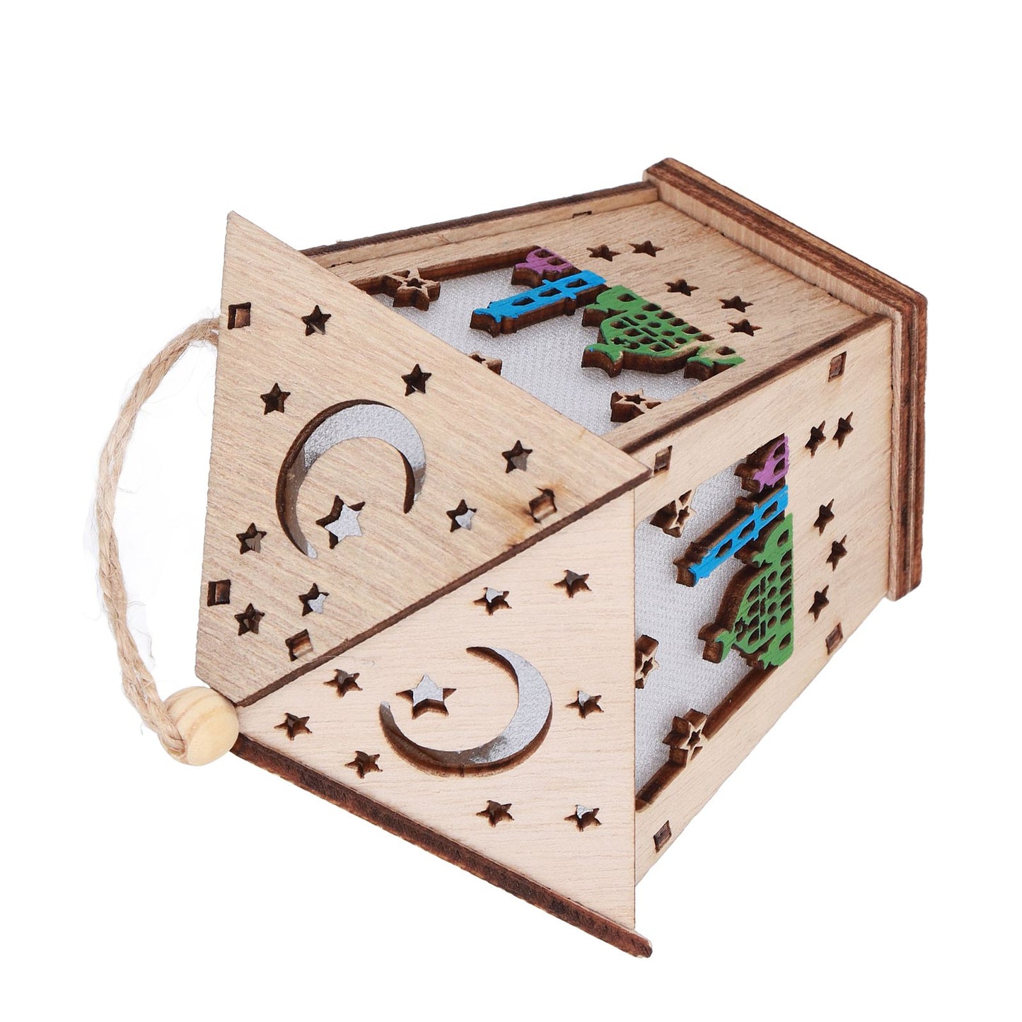 Ramadan Lamp Three Dimensional House Shape Unique Design Hanging Light Wooden Decorative Lamp Crafts Ornaments V1294-YM0523-3115210293911