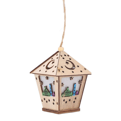 Ramadan Lamp Three Dimensional House Shape Unique Design Hanging Light Wooden Decorative Lamp Crafts Ornaments V1294-YM0523-3115210293911